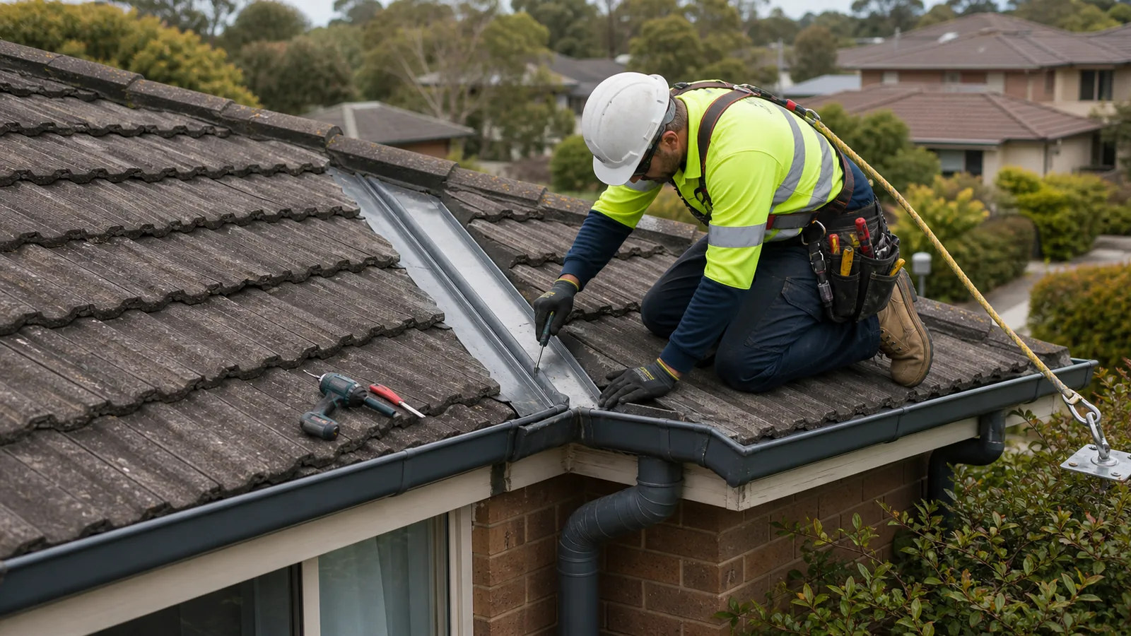 Roof leak repair detail on a Berwick property