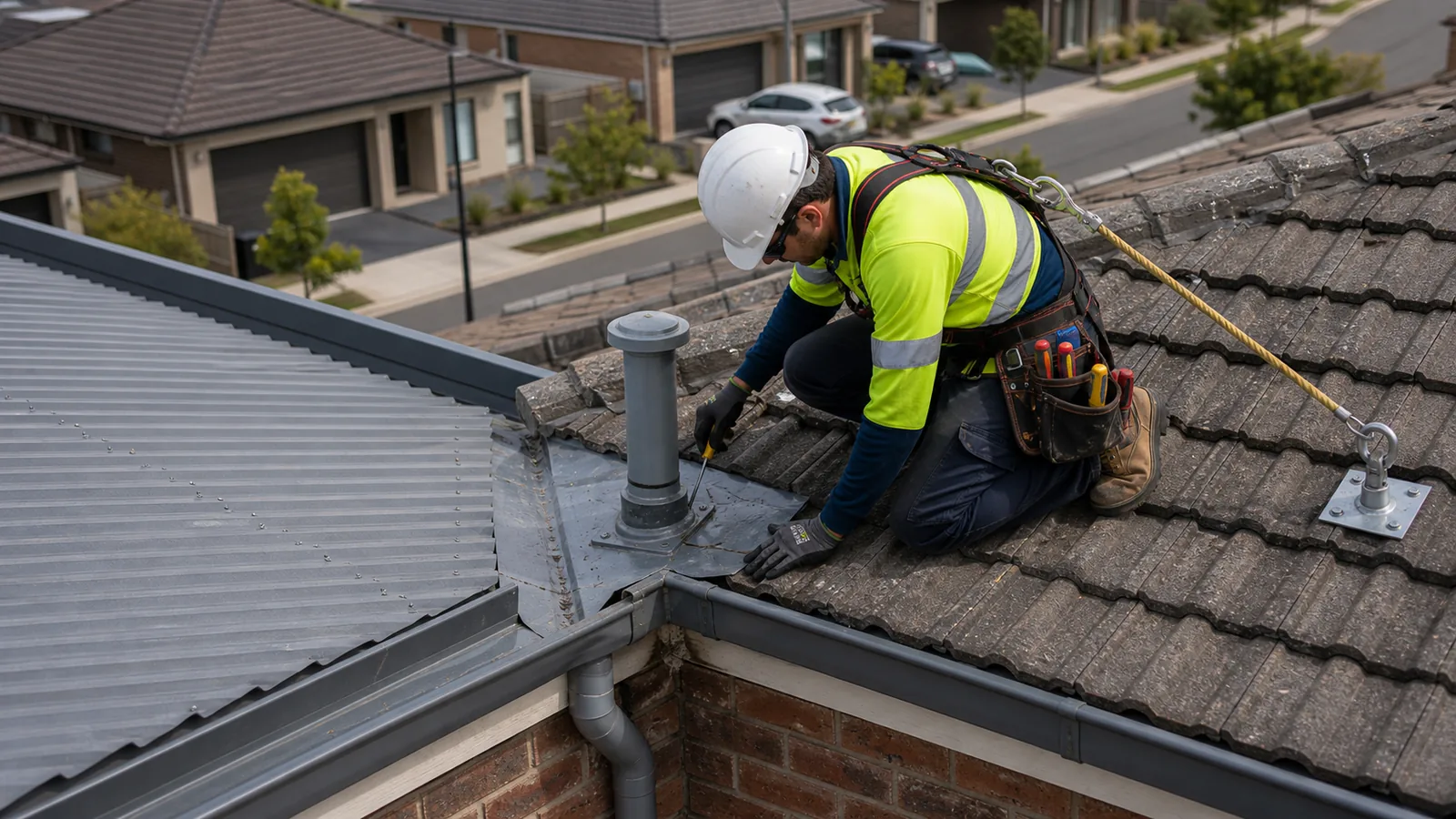 Roof leak repair detail on a Caroline Springs property
