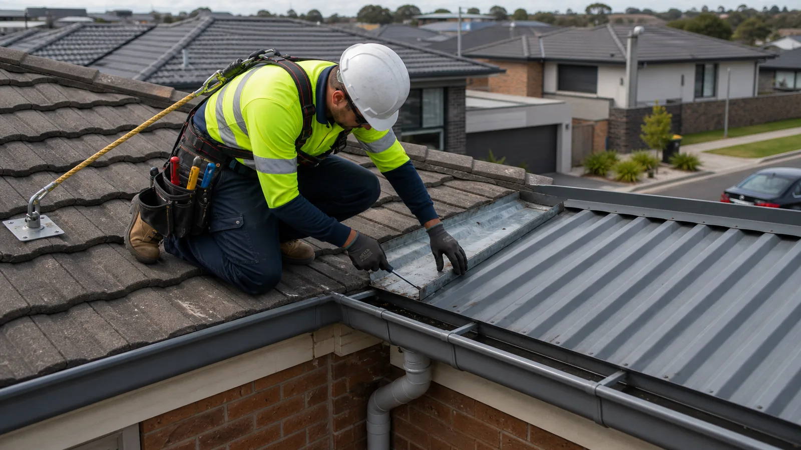 Roof leak repair detail on a Cranbourne property