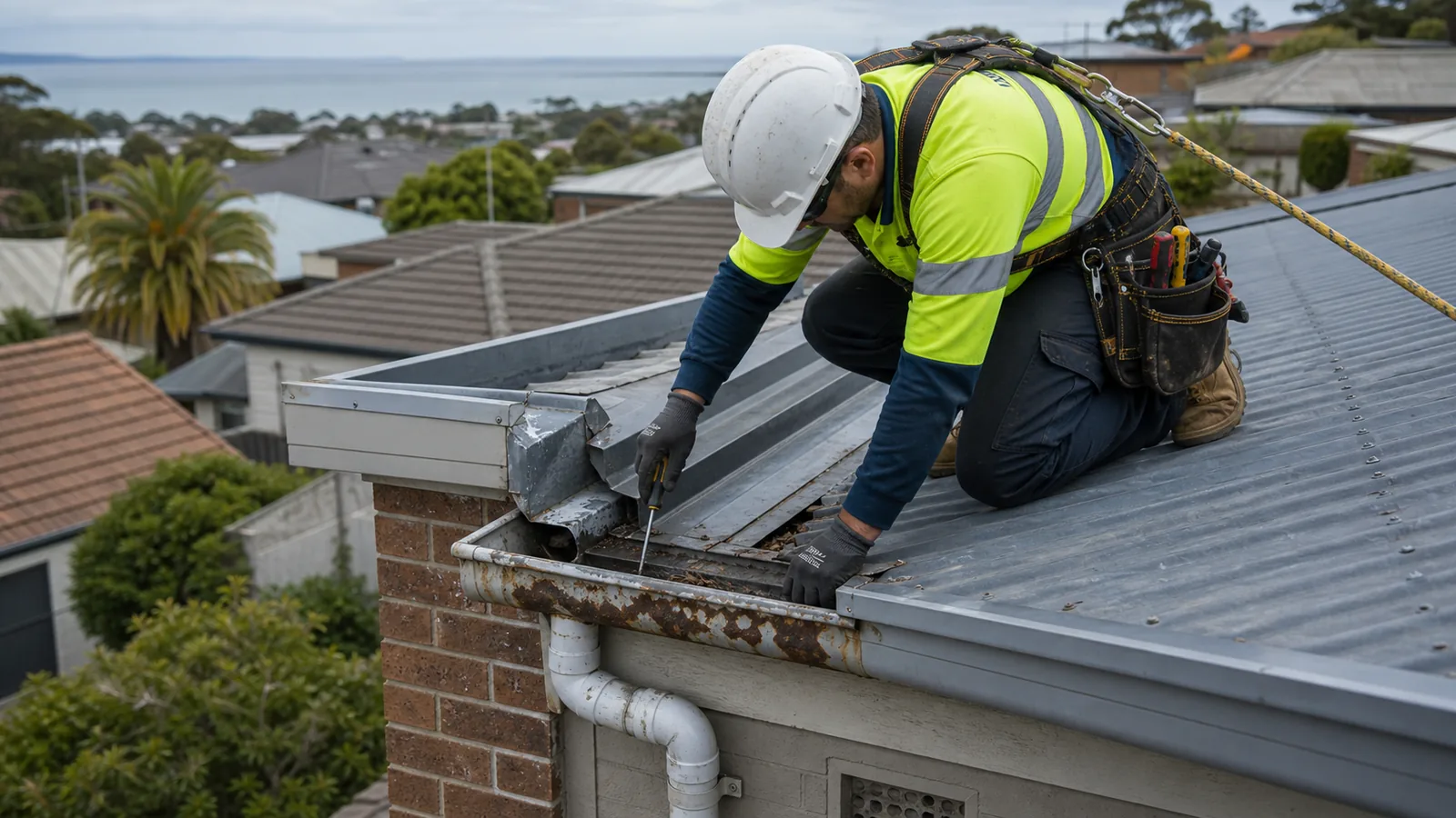 Roof leak repair detail on a Frankston property