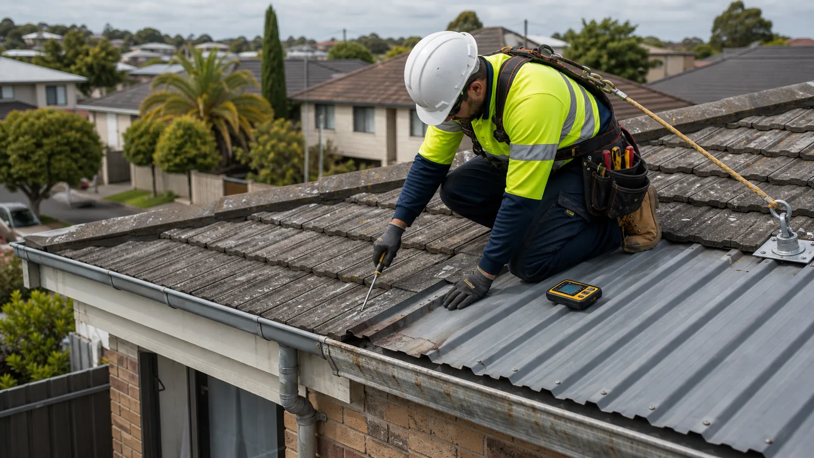 Roof leak repair detail on a Noble Park property