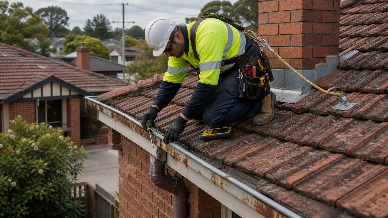 Roof leak repair detail on a Reservoir property