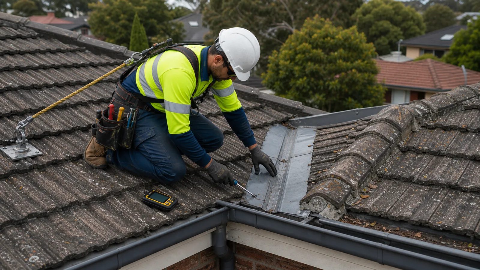 Roof leak repair detail on a Ringwood property