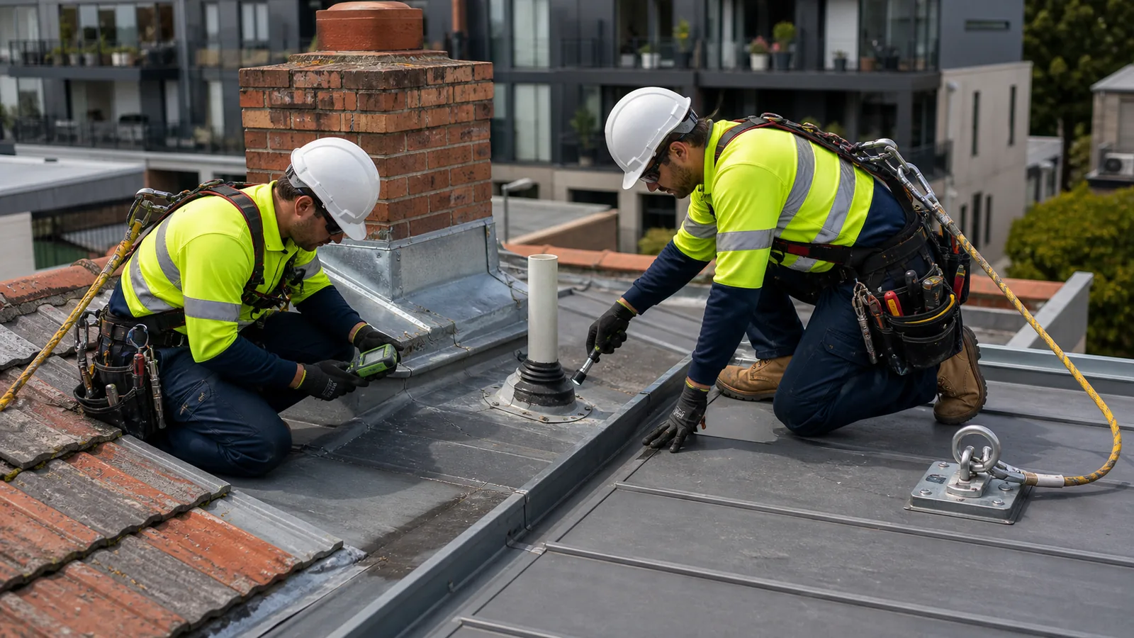 Roof leak repair detail on a South Yarra property