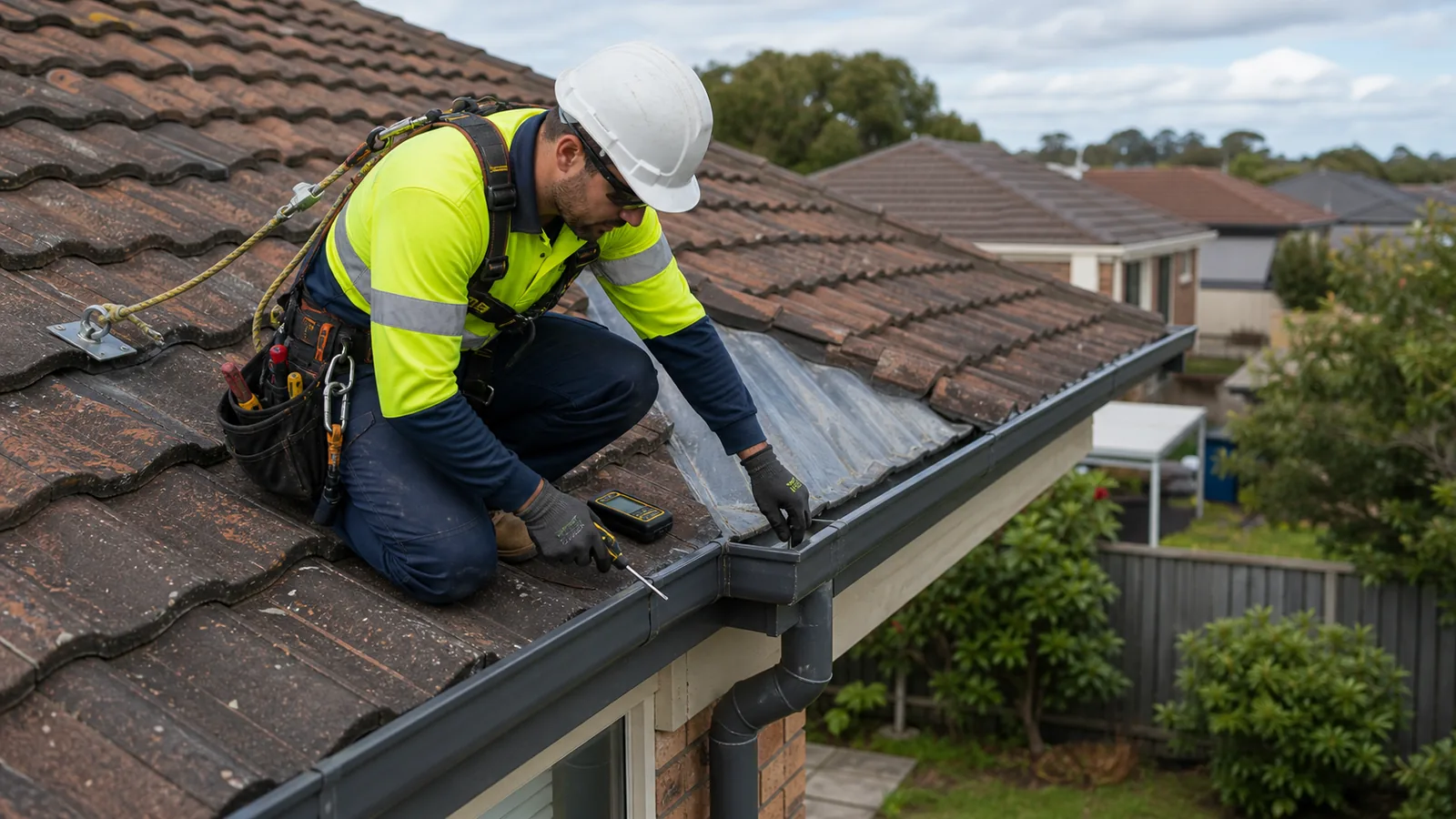 Roof leak repair detail on a Werribee property